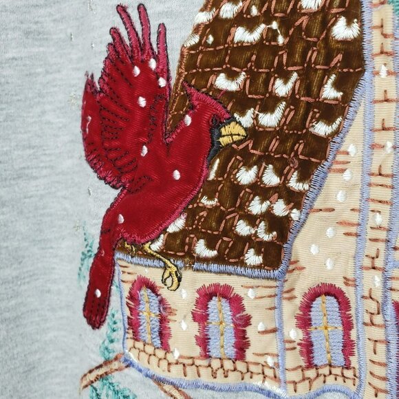 WOMENS Vtg  Sweatshirt Cardinals Bird Grannie Core Winter Embroidered Sz XL Cozy - Picture 7 of 8